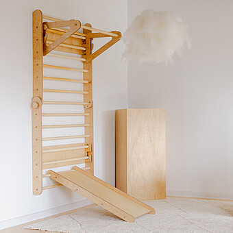 Echelle d'Escalade avec Toboggan - Naturel