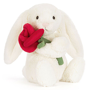 Cream Bunny With Rose