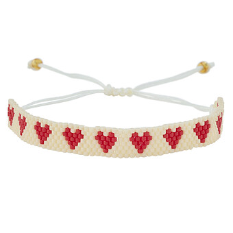 Bracelet en Perle Amour - Blanc et Rouge