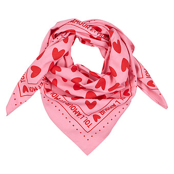 Foulard Enfant - Rose Coeurs Rouges