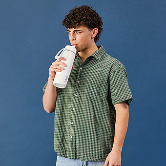 Gourde Isotherme avec Paille Flip Top White Out - 690 ml