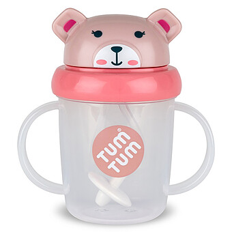 Tasse Anti-fuites et Paille Lestée V3 Ourson Rose - 200 ml