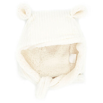 Bonnet Velours Ecru - 3/9 Mois