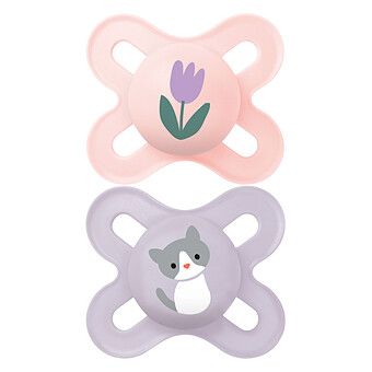 Lot de 2 Sucettes Original Naissance Chat et Fleur - 0/2 Mois