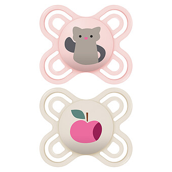 Lot de 2 Sucettes Perfect Chat et Pomme - 0/2 Mois