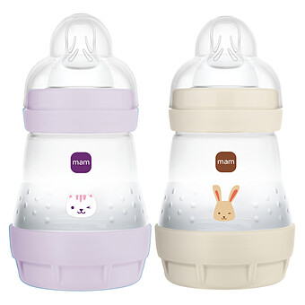 Lot de 2 Biberons Anti-coliques Easy Start Lilas et Sable - 160 ml