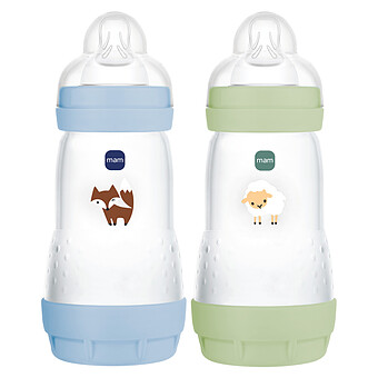 Lot de 2 Biberons Anti-coliques Easy Start Océan et Vert - 260 ml