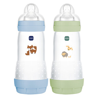 Lot de 2 Biberons Anti-coliques Easy Océan et Vert - 320 ml