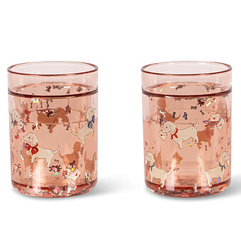 Lot de 2 Verres Magiques Woof Letter Rose - 180 ml 