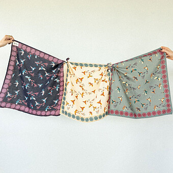 Small Foulard Manika Cerisier - Grey