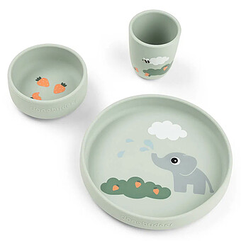 Coffret Repas 3 Pièces Stick & Stay - Elphee Vert