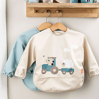 Bavoir à Manches avec Poche Tiny Farm Sable - 6/18 Mois 