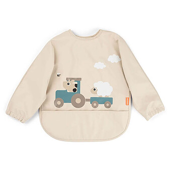 Bavoir à Manches avec Poche Tiny Farm Sable - 6/18 Mois 