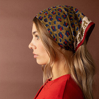 Small Foulard Dupitta Léopard - Fire
