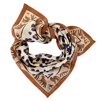 Small Foulard Dupitta Léopard - Rust