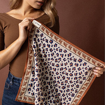 Small Foulard Dupitta Léopard - Rust