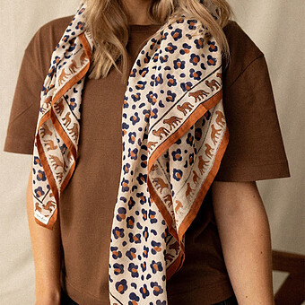 Big Foulard Dupatta Léopard - Rust