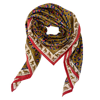 Big Foulard Dupatta Léopard - Fire