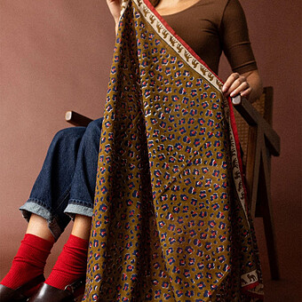 Big Foulard Dupatta Léopard - Fire