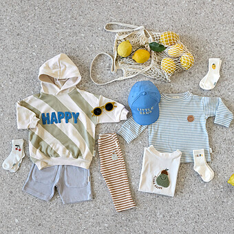 Sweat à Capuche Little Gang Happy Blanc Kaki - 1/2 Ans