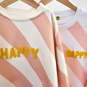 Sweat Little Gang Happy Blanc Rose - 3/6 Mois