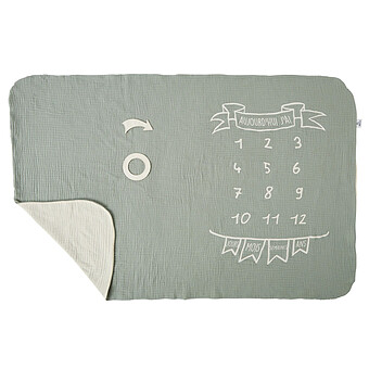 Couverture 2-en1 et 2 Accessoires - Vert de Gris et Ecru