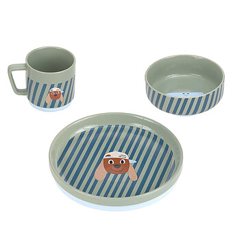 Coffret Repas 3 Pièces en Porcelaine Tiny Team - Chien