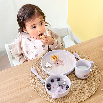 Coffret Repas 3 Pièces en Porcelaine Tiny Team - Chat