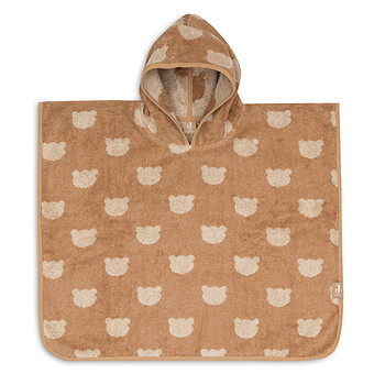 Poncho de Bain Eponge Jacquard Réversible - Teddy Bear Biscuit