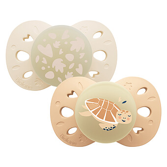 Lot de 2 Sucettes Anatomiques Nuit Beige Clair et Foncé - 0/6 Mois