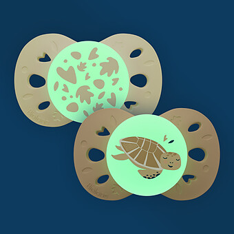 Lot de 2 Sucettes Anatomiques Nuit Beige Clair et Foncé - 0/6 Mois