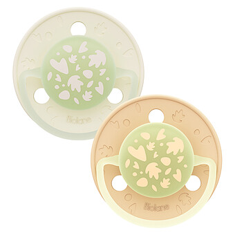 Lot de 2 Sucettes Rondes Nuit Beige Clair et Marron - 0/6 Mois