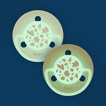 Lot de 2 Sucettes Rondes Nuit Beige Clair et Marron - 0/6 Mois