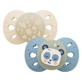 Lot de 2 Sucettes Anatomiques Nuit Bleu et Beige - 18 Mois +