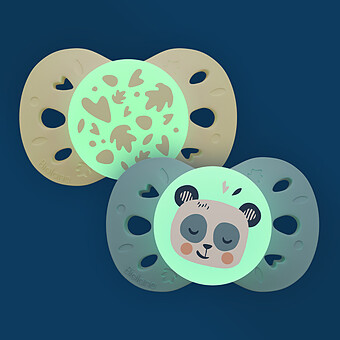 Lot de 2 Sucettes Anatomiques Nuit Bleu et Beige - 18 Mois +