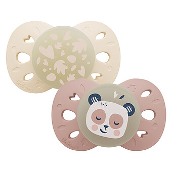 Lot de 2 Sucettes Anatomiques Nuit Rose et Beige - 18 Mois +