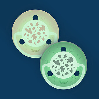 Lot de 2 Sucettes Rondes Nuit Vert et Beige - 6 Mois +