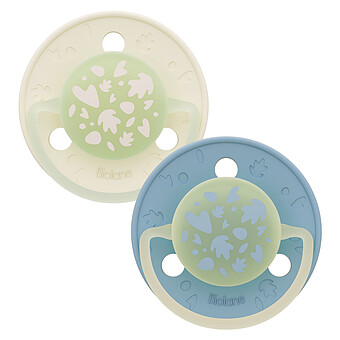 Lot de 2 Sucettes Rondes Nuit Bleu et Beige - 6 Mois +