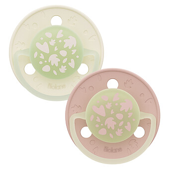 Lot de 2 Sucettes Rondes Nuit Rose et Beige - 6 Mois +