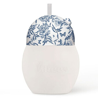 Tasse avec Paille Lestée Coconut Toile de Jouy Bleu - 240 ml 