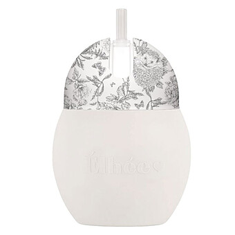 Tasse avec Paille Lestée Coconut Toile de Jouy Gris - 240 ml