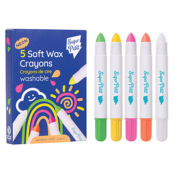 Lot de 5 Crayons de Cire Doux Néon