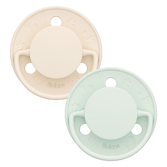 Lot de 2 Sucettes Rondes Originale Vert et Beige - 0/6 Mois