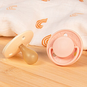 Lot de 2 Sucettes Rondes Originale Rose et Beige - 6 Mois +