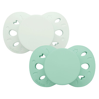 Lot de 2 Sucettes Anatomiques Essentielle Vert Clair et Vert Foncé - 18 Mois +