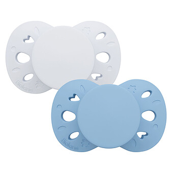 Lot de 2 Sucettes Anatomiques Essentielle Bleu Clair et Bleu Foncé - 18 Mois +
