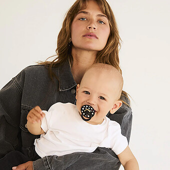 Lot de 2 Sucettes Rondes Bibs Studio Polka Ivory & Black - 6/18 Mois