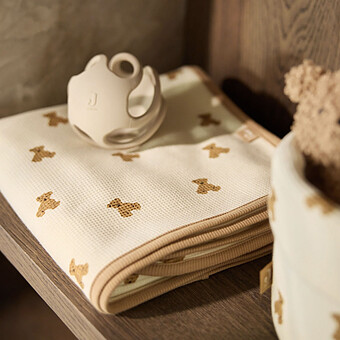 Couverture Berceau Jersey Little Waffle - Mini Teddy Bear