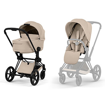 Pack Poussette Priam Comfort Matt Black + Nacelle - Cozy Beige