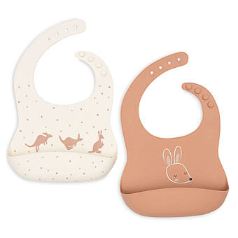 Lot de 2 Bavoirs Silicone - Kangaroots